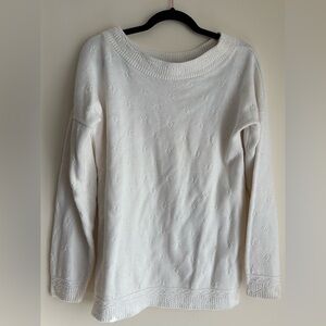 Express Ivory Textured Scoop Neck Sweater